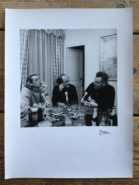 Jean-Pierre Leloir, Original dark-room silver gelatine print, signed, embossed, Jacques Brel, George Brassens, Leo Ferre, Paris 1969, 1959